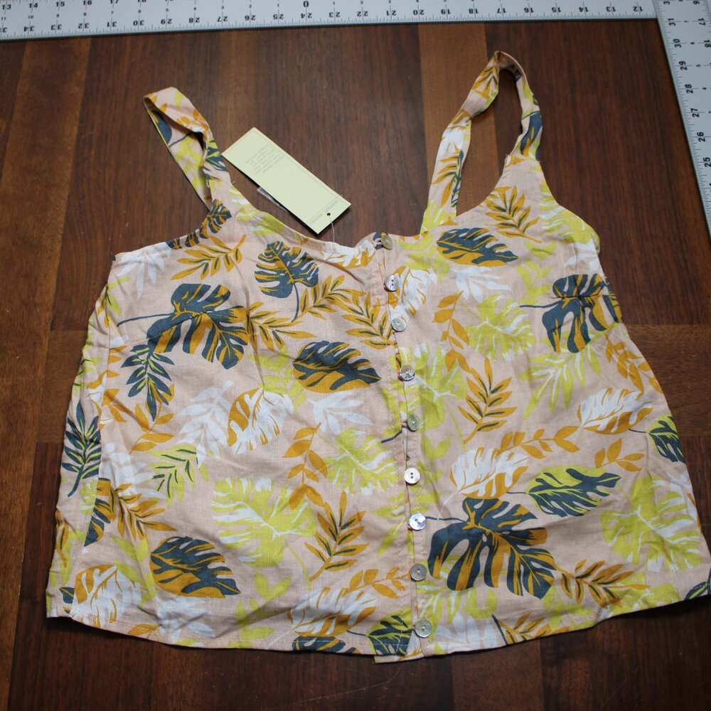 Nicole Miller Tropical Button Front Tank Top Size X-small NWT